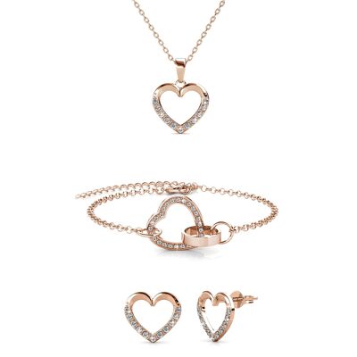 Juego de dos Locked Heart Lovett - Oro rosa y cristal