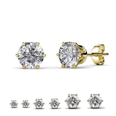 Boucles d'oreilles Solitaire S - Doré et Cristal