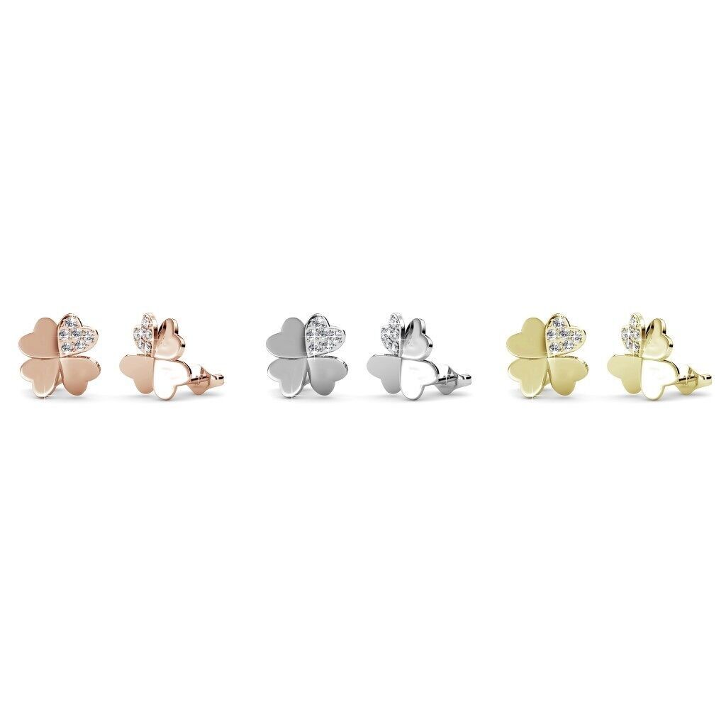 Orecchini Lucky Clover - Oro, Oro rosa, Argento e Cristallo