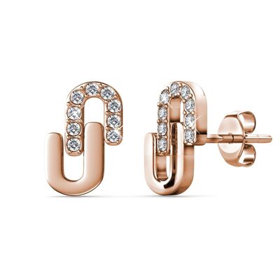 Boucles d'oreilles Union - Or Rosé et Cristal