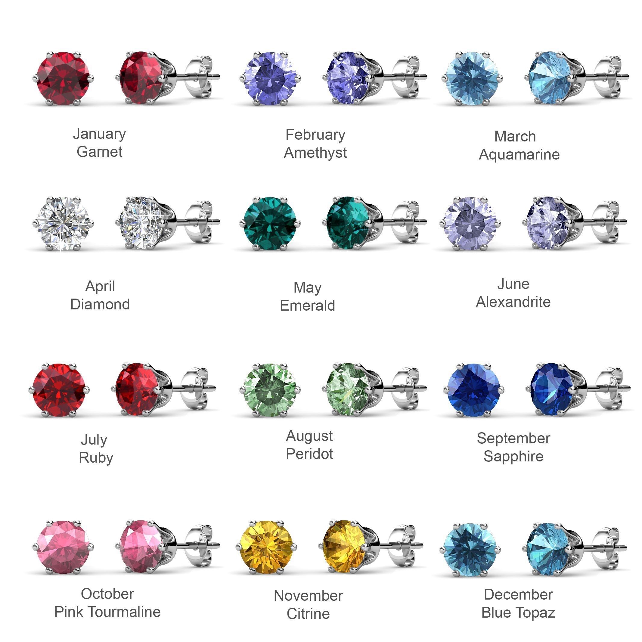 Orecchini Avril con pietra della nascita - Argento e multicolori