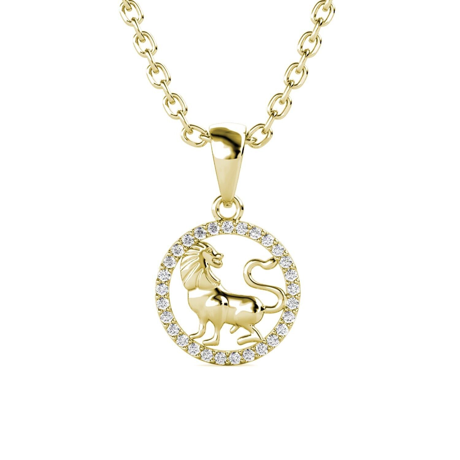 Leo Zodiac Necklace - Gold and Crystal