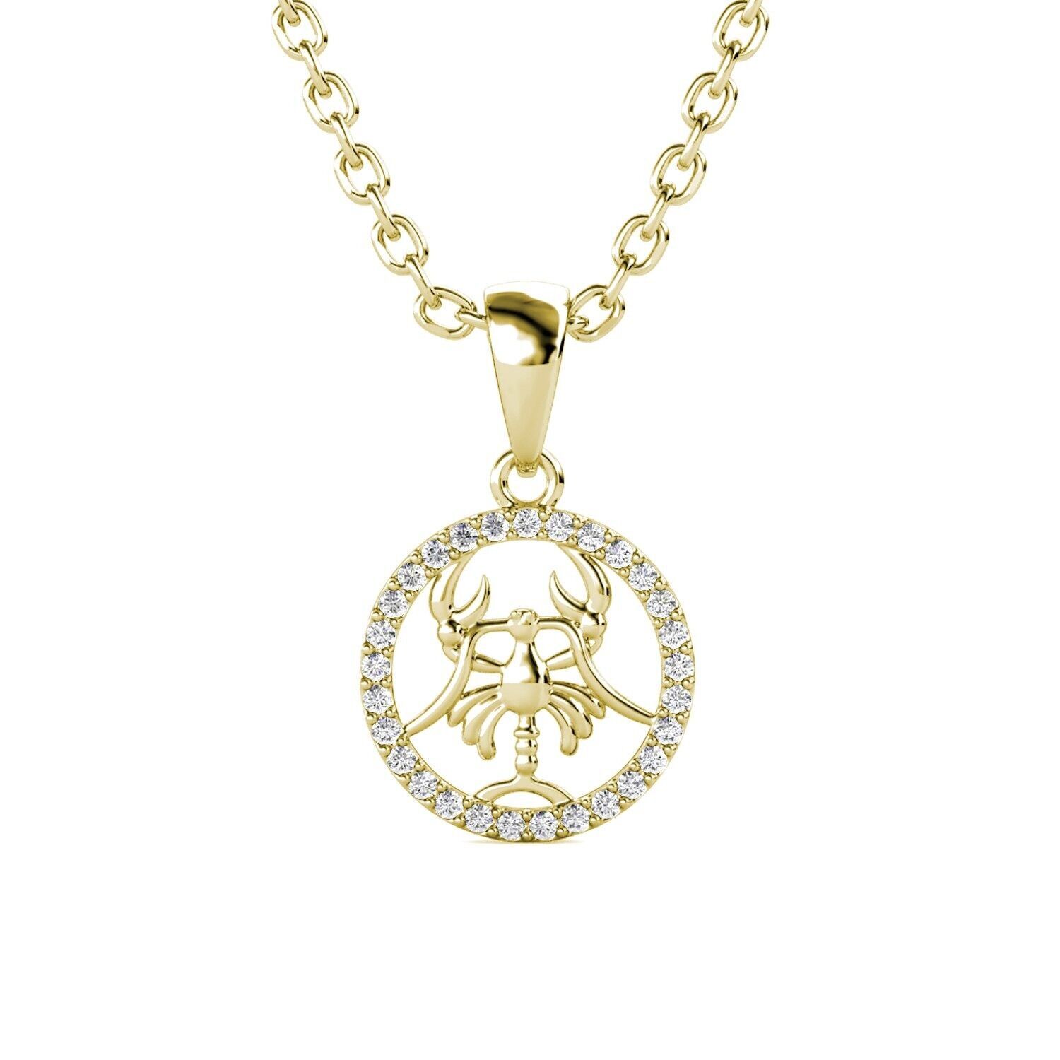 Cancer Zodiac Necklace - Gold and Crystal
