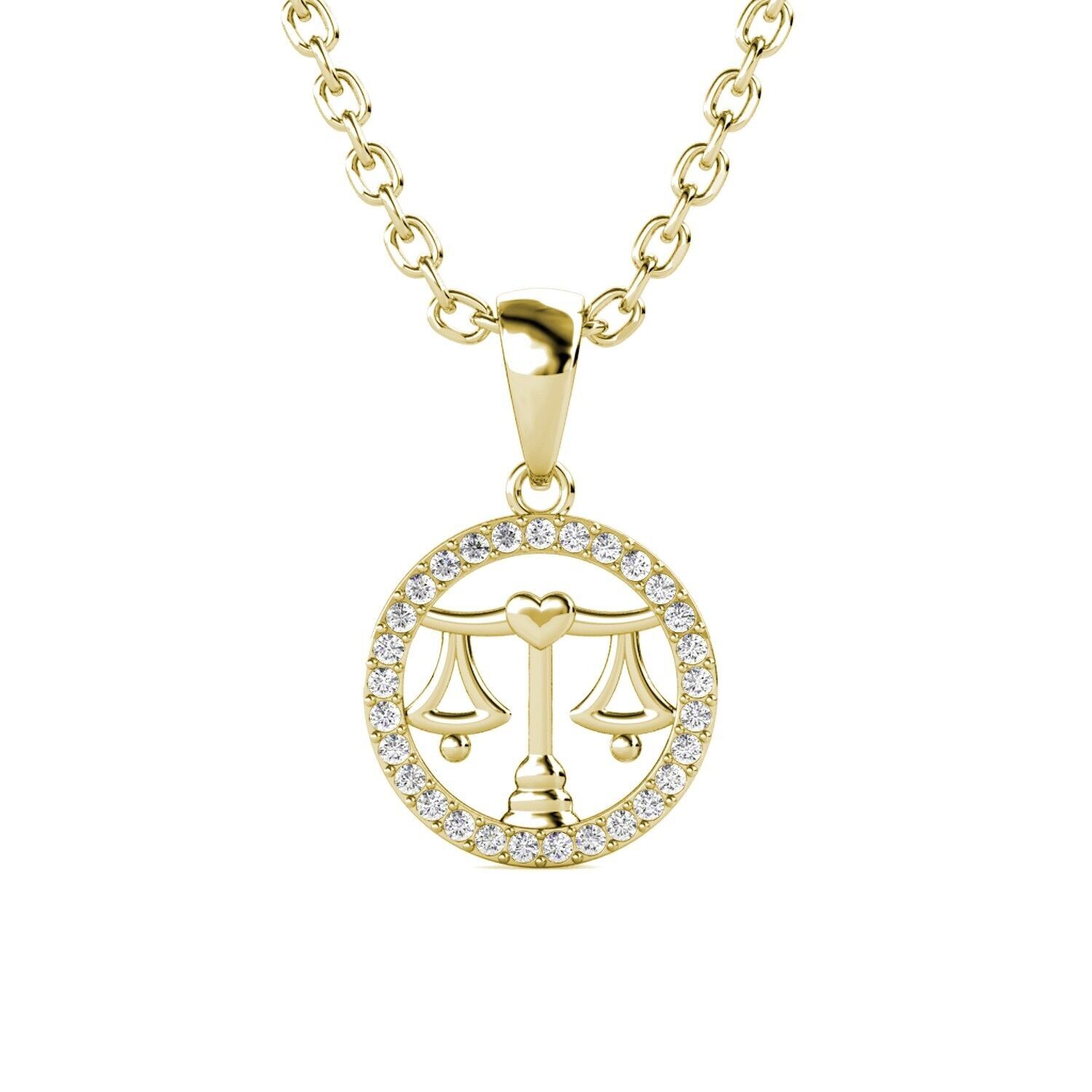 Collana dello zodiaco Bilancia - Oro e cristallo