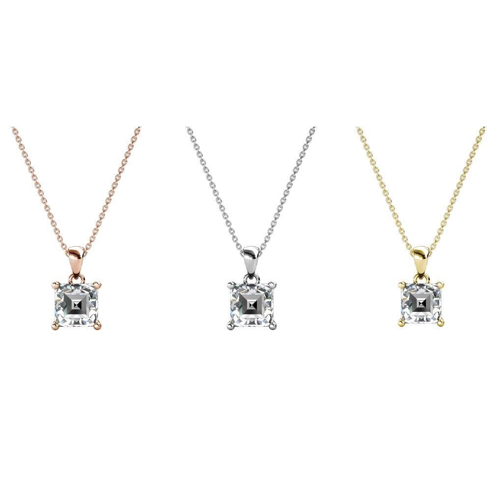 Collier Simple Square - Doré, Or Rosé, Argenté et Cristal