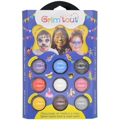 Palette trucco per feste 9 colori x 4 ml - Zoo Parade