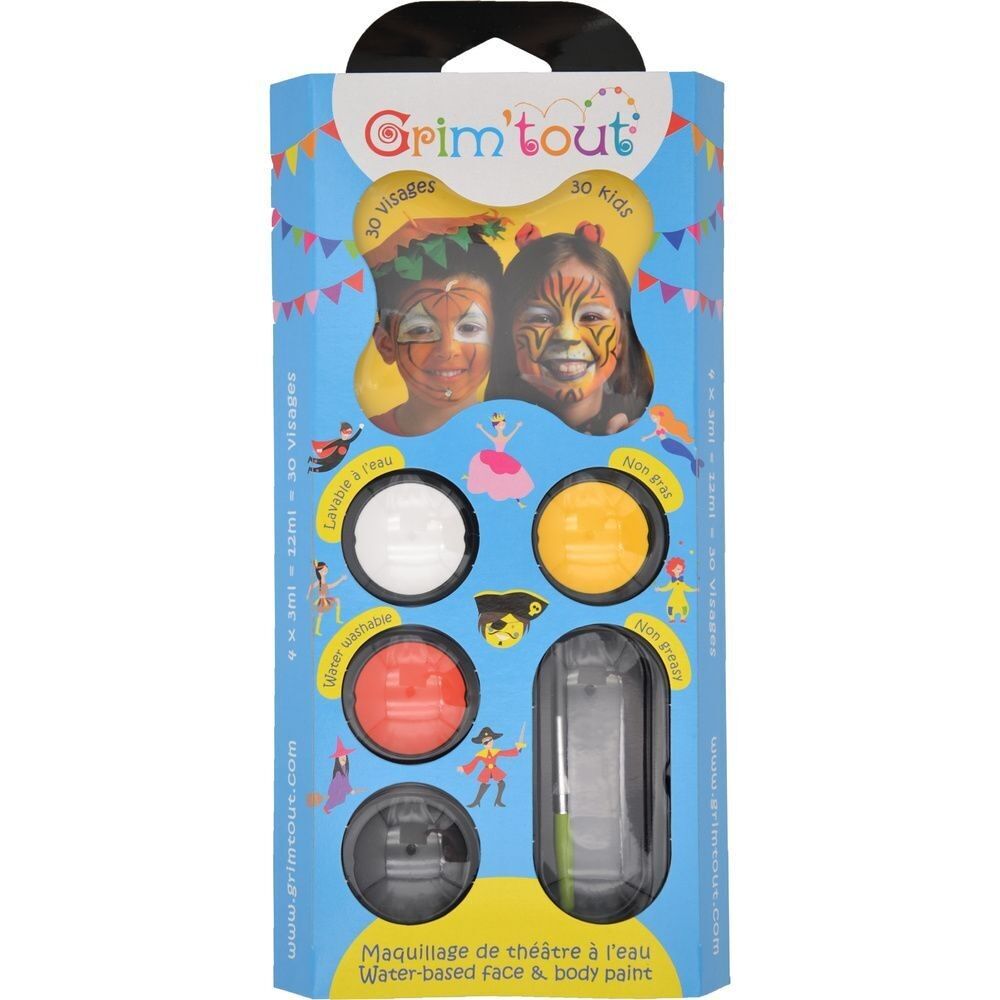 Palette trucco per feste 4 colori x 4 ml - Tigre e Zucca