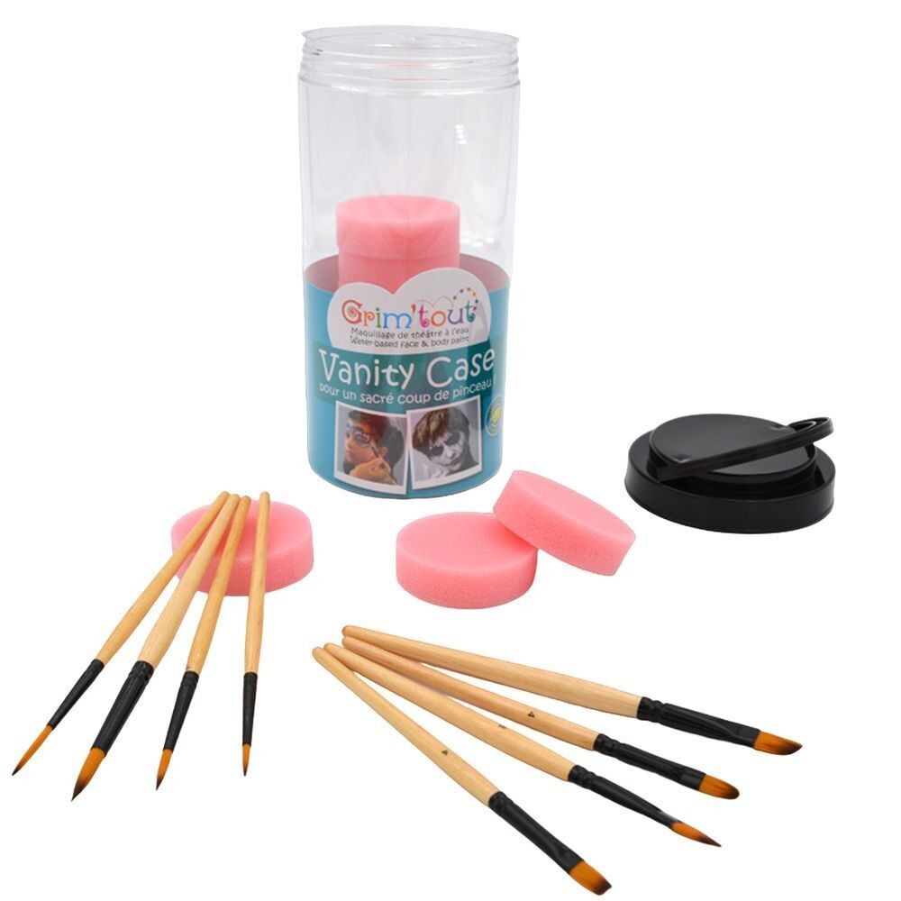 Vanity Case - 8 Éponges et 8 Pinceaux pour Maquillage de Fête