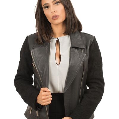 CHAQUETA BIKER CON MANGAS DE LANA GORNA DE LANA (SARAH)