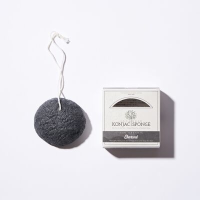 Spugna konjac biologica con carbone attivo binchotan