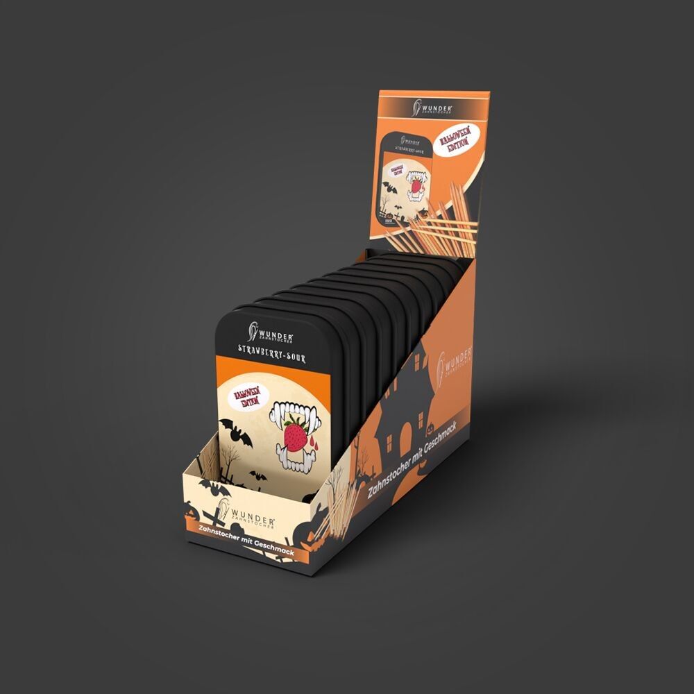 Wunder Zahnstocher Halloween Edition 'strawberry-sour' 10er Display