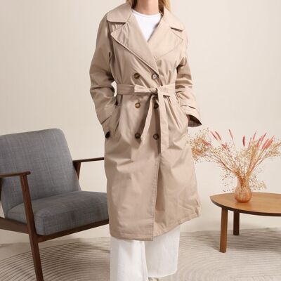 Trench lungo impermeabile con leggera imbottitura
