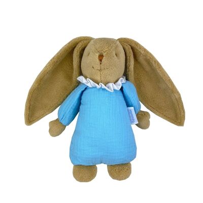 Edredón Musical Conejo Nido De Ángel 25Cm - Algodón Orgánico Azul Cielo