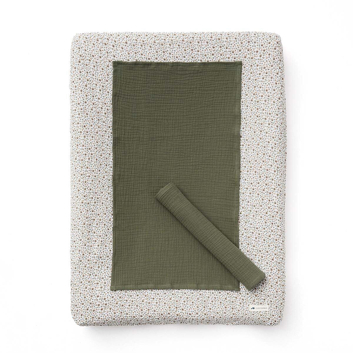 Wickelauflagenbezug + 2 Pucktücher FOUGÈRE BLUMEN