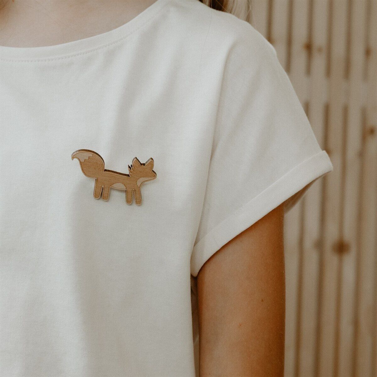 Wooden brooch - Fox