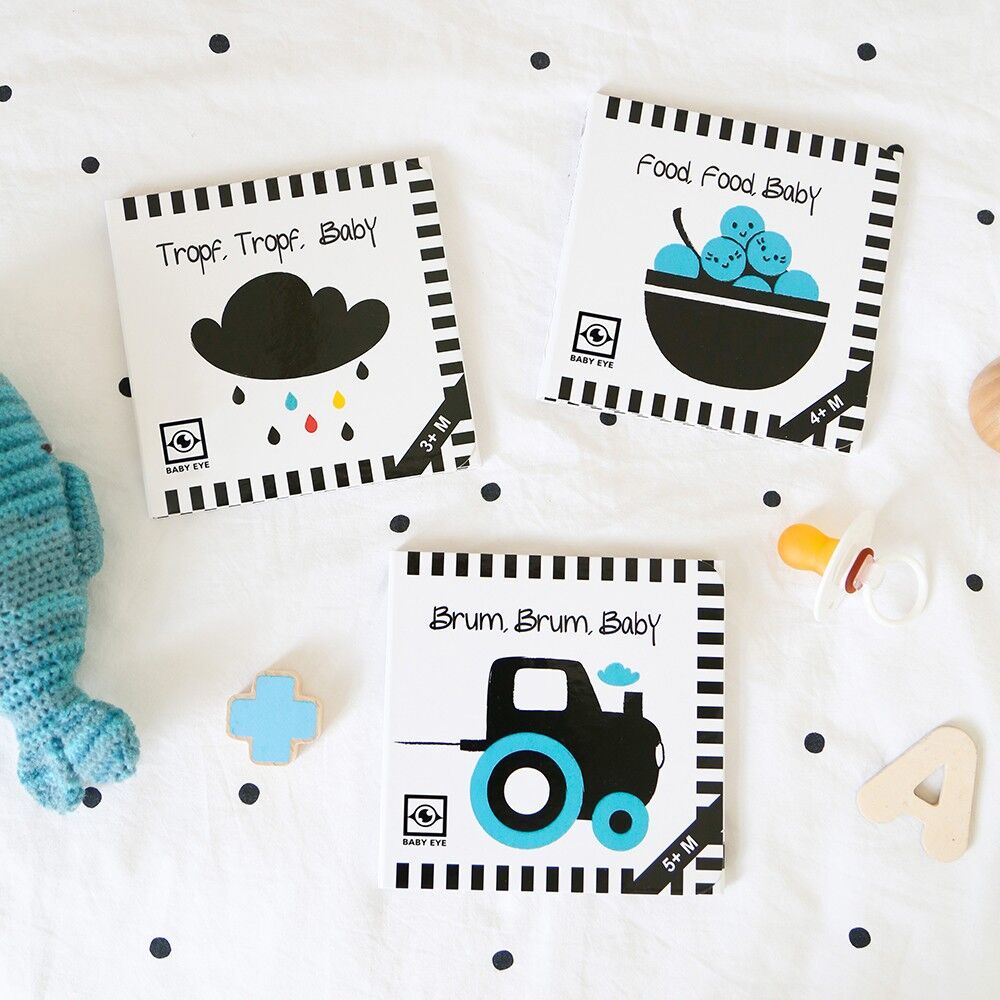 BABY EYE SET Leporellos: High-contrast folding books for babies · Contrast books adapted to baby eyes · Black and white primary color books for newborns · My first picture books · Montessori books