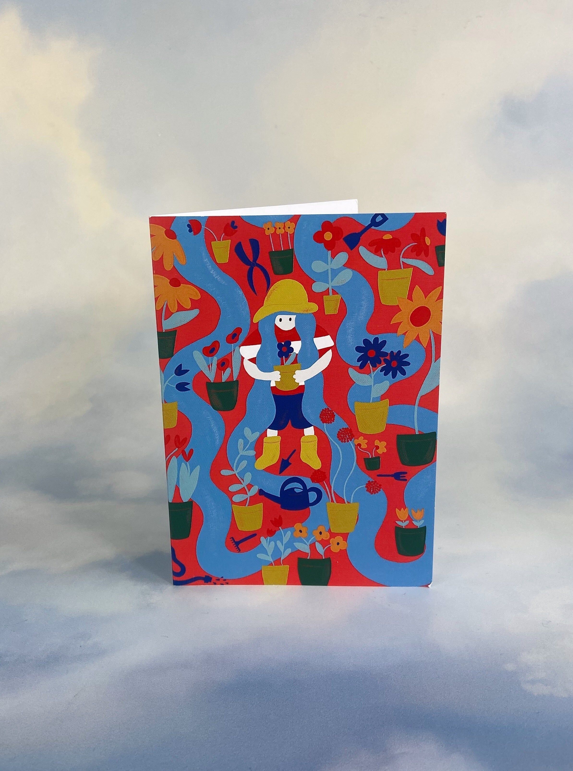 Dame und ihre Blütenkarte