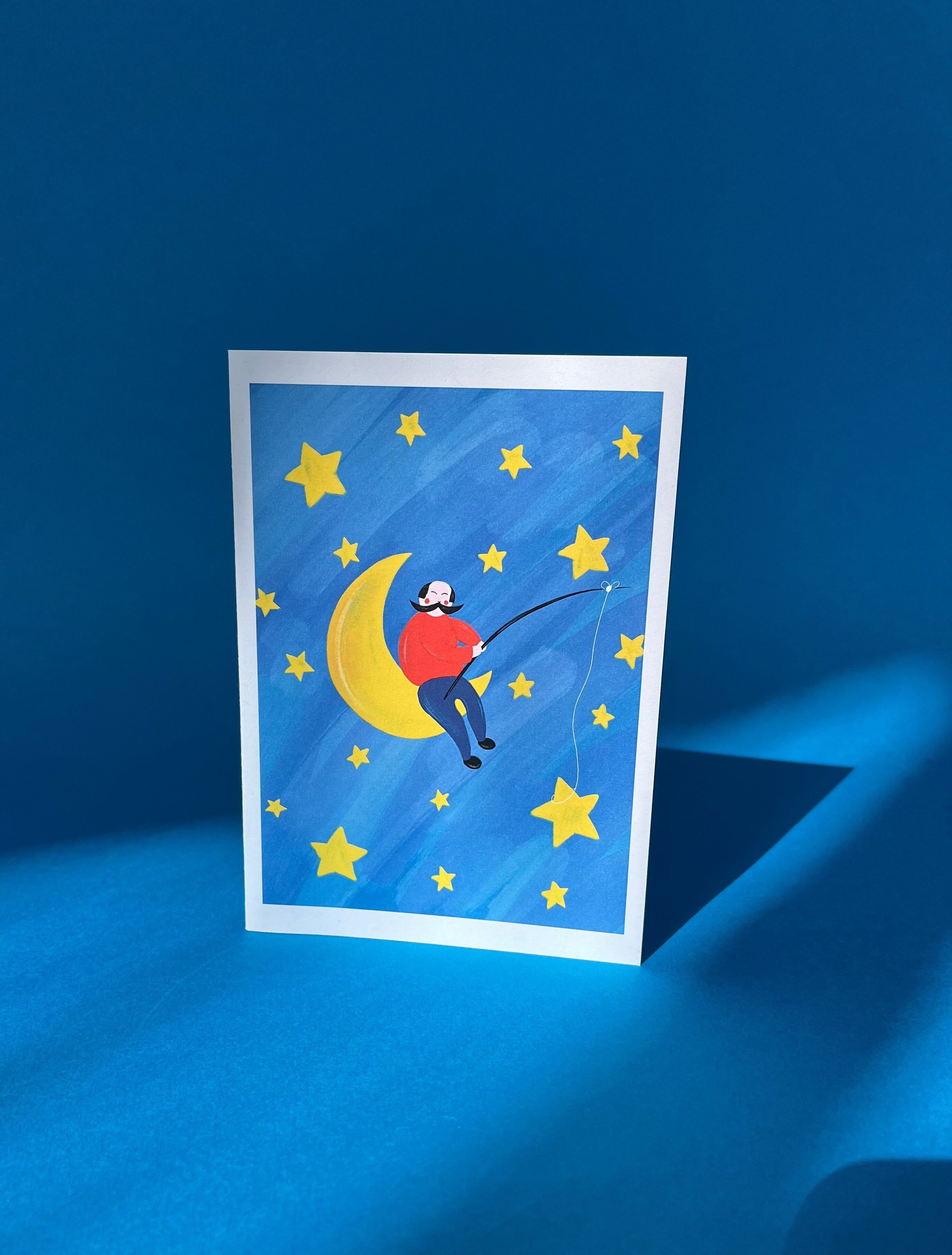 Mann auf der Mondkarte