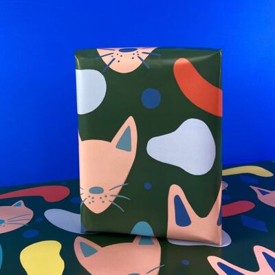Papel de regalo Gatos ilustrados y formas