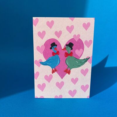 Carte de mariage de canards mâles