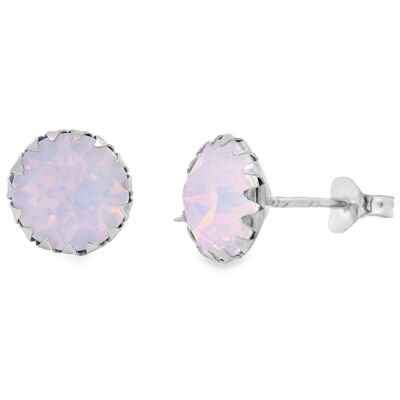 Boucles d'oreilles puces Michelle argent 925 opale d'eau de rose
