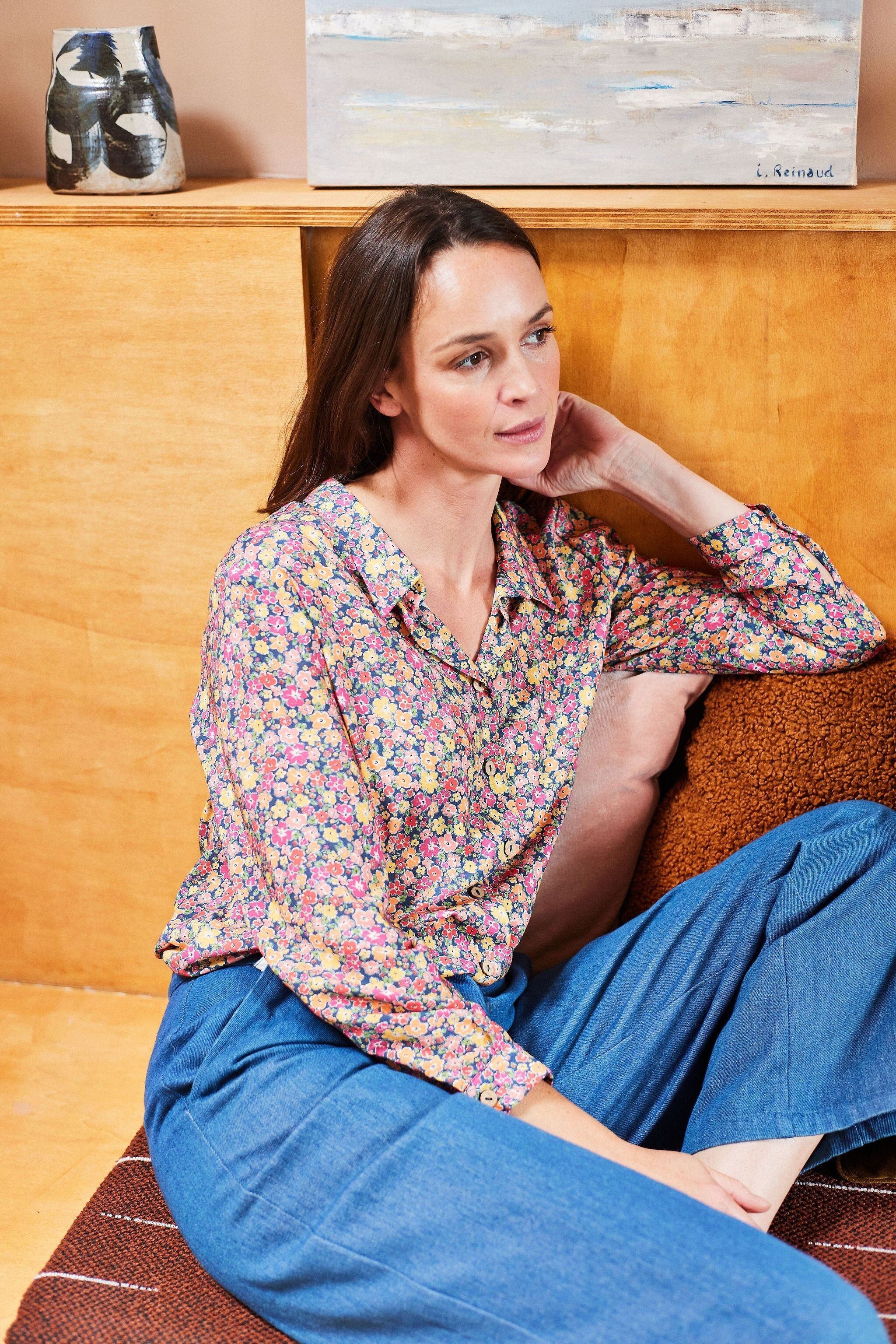 Camicia da donna Macha ##2747 Fiori rosa