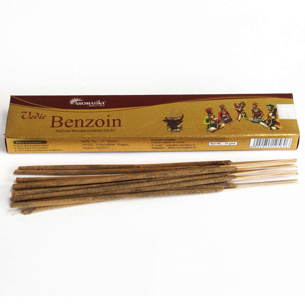 Bastoncini di incenso naturale al benzoino vedico Aromatika