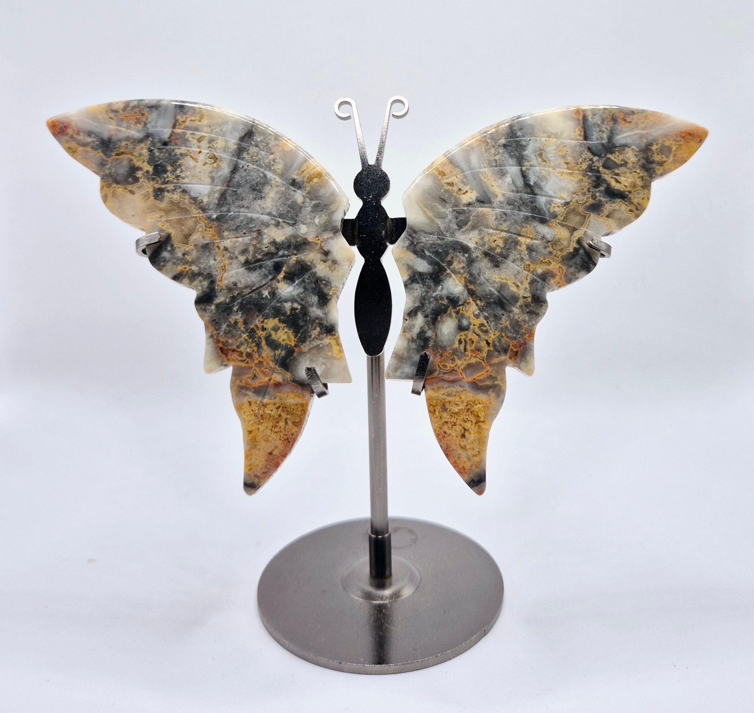 Bumblebee Jasper Crystal Tallado con soporte de metal