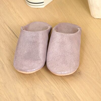 Pantuflas infantiles de piel suave - Lila iridiscente