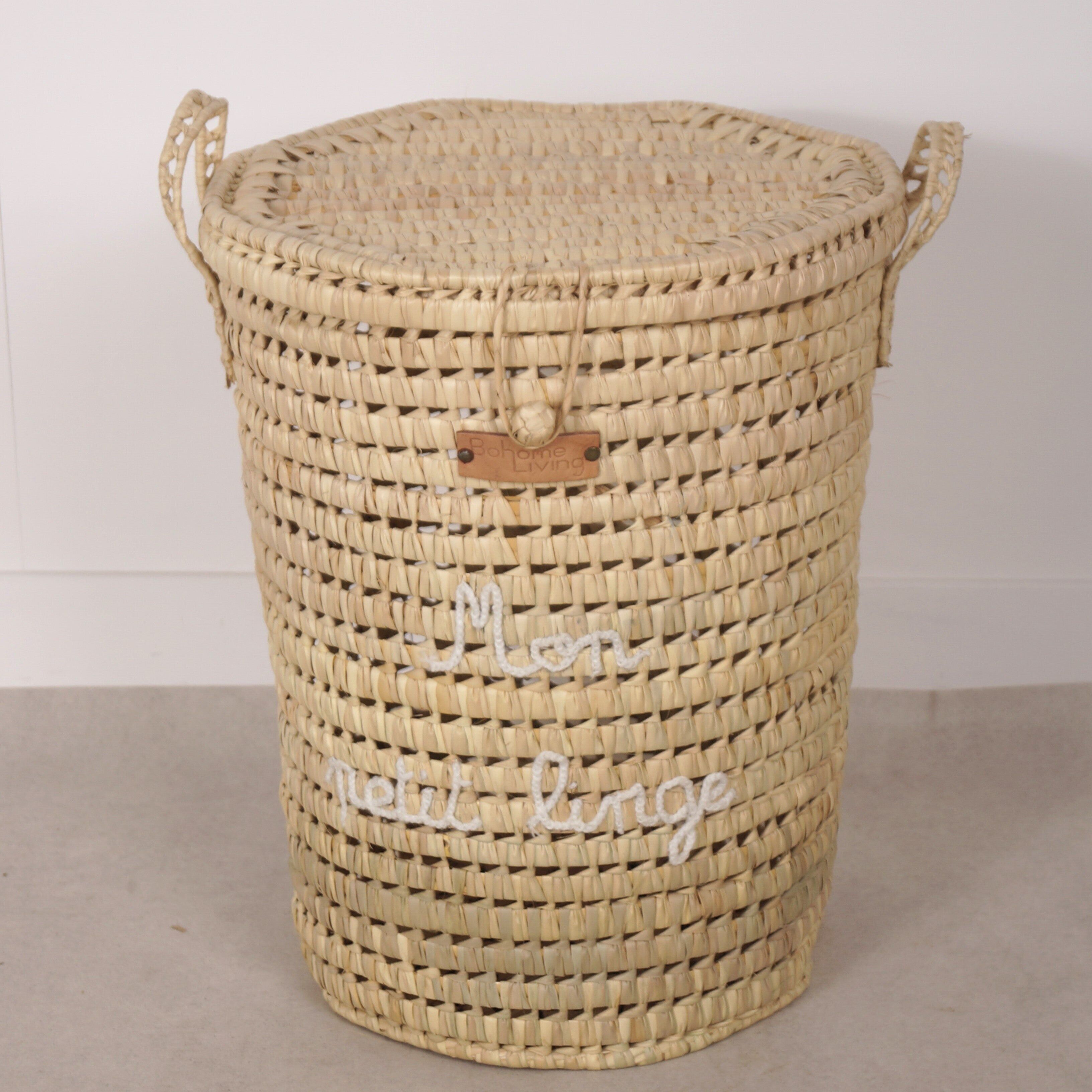 Cesto para la ropa sucia redondo de hoja de palma - Mi pequeña colada