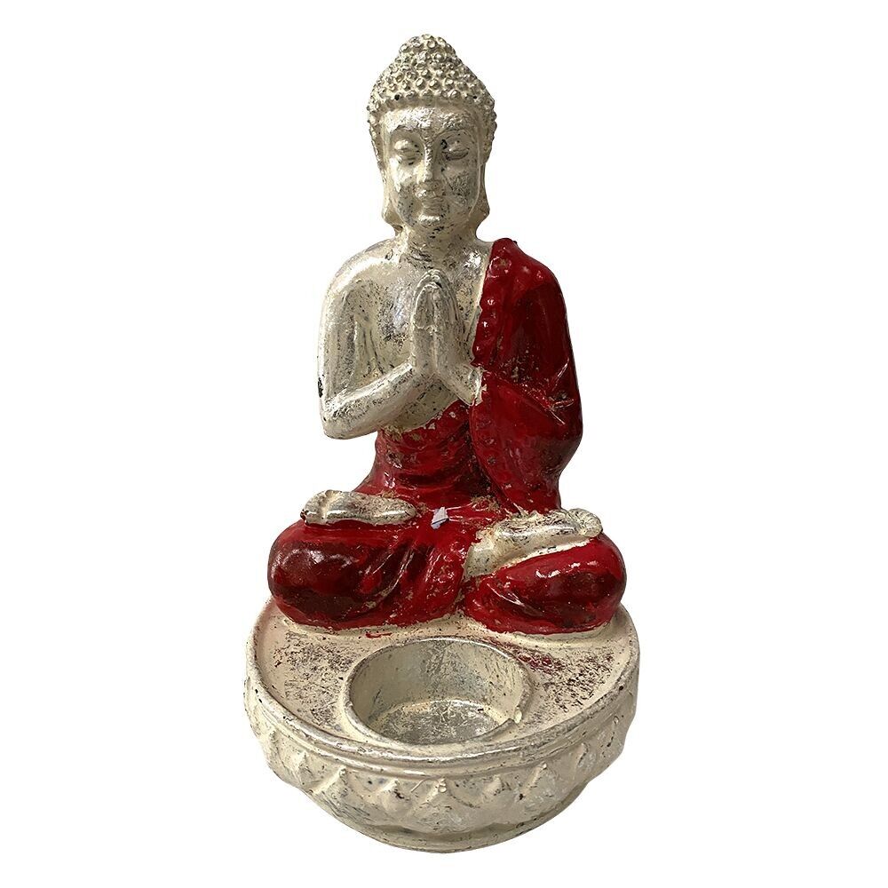 Buddha in preghiera con portacandela, 18x8x9cm