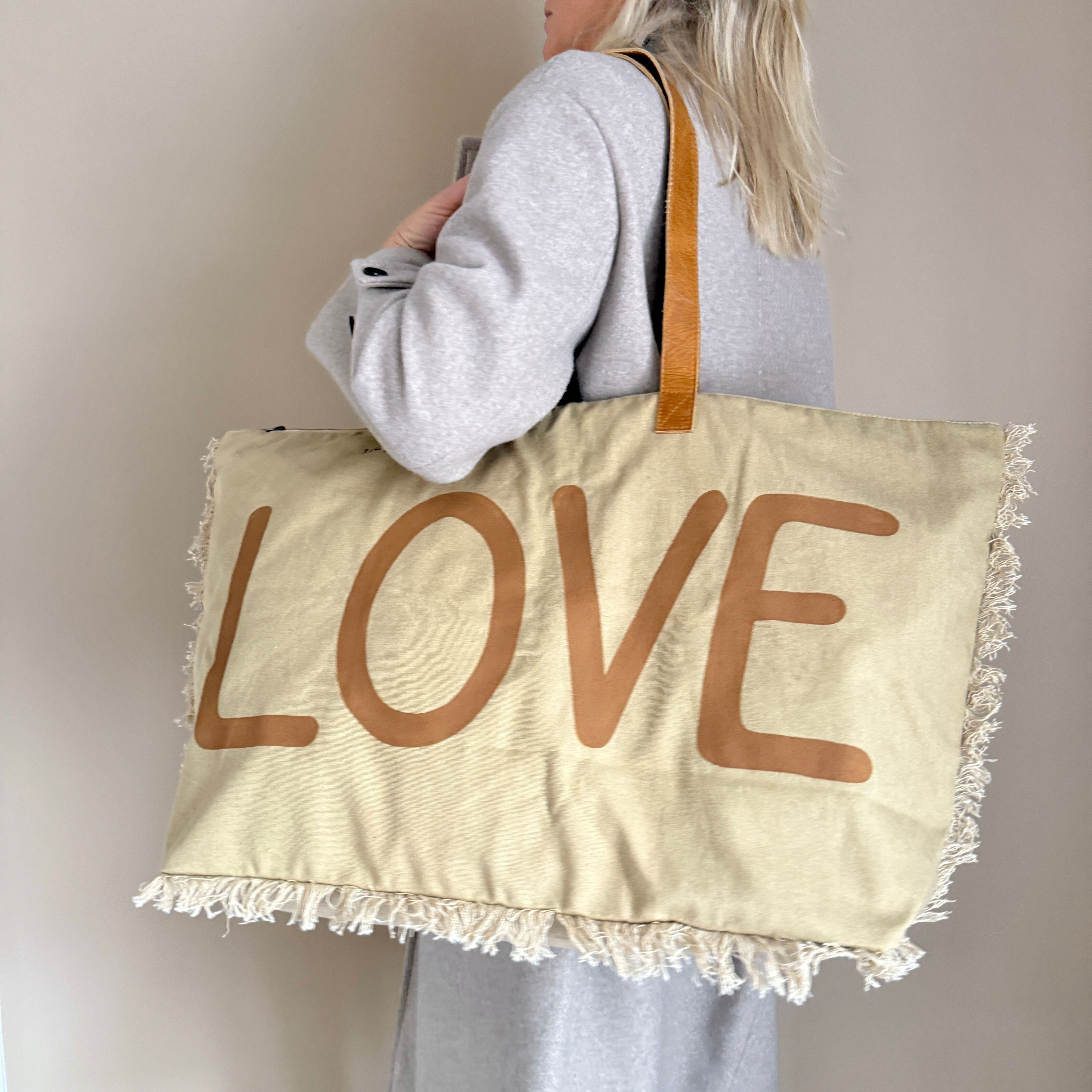 BohoBag LOVE canela (algodón reciclado caqui) NUEVO