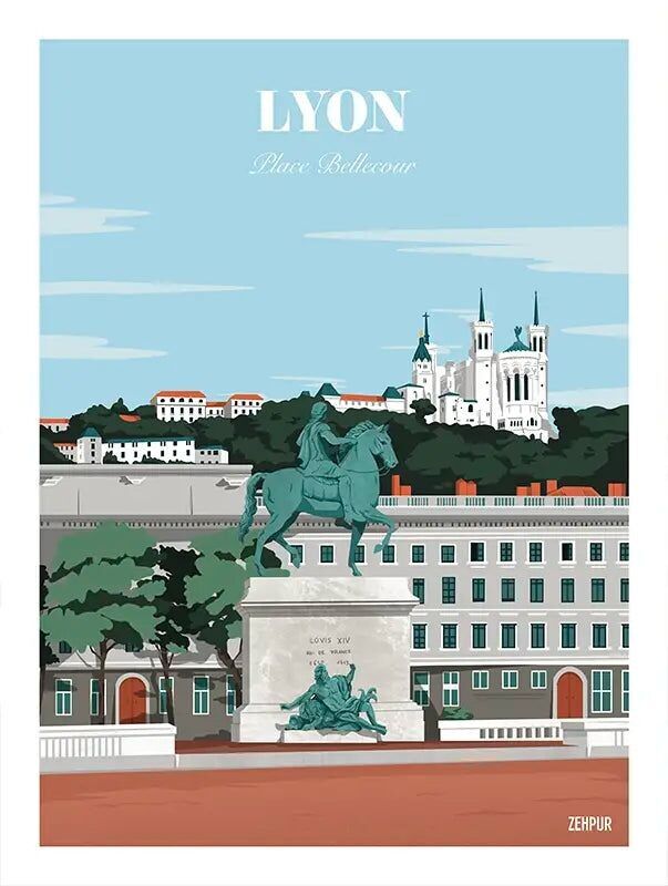Poster Lione ~ Place Bellecour │Poster Città Passione viaggio