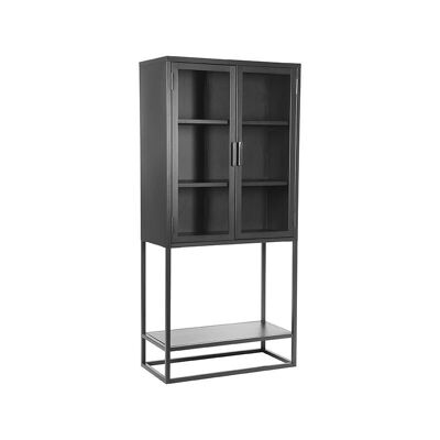 Homestorecity Vitrinekast Level - Nero - Metaal - 70x35x150 cm