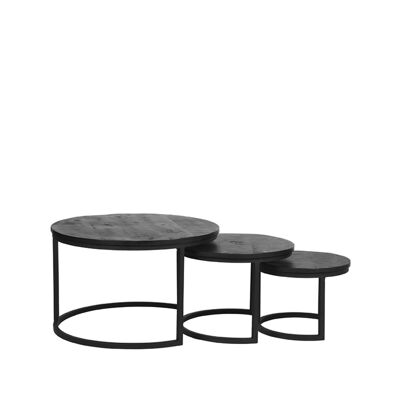 HomenegozioCittà Salontafel Set Triplet - Zwart - Mangohout