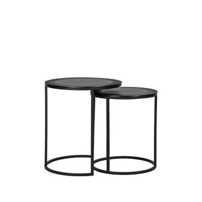 Homestorecity Salontafel Set Paire - Noir - Métal - 40 cm