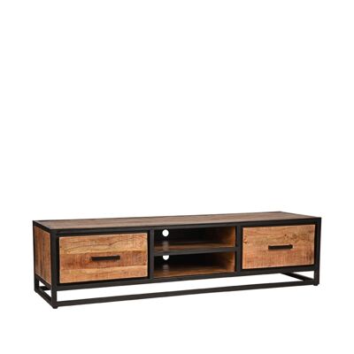 Meuble TV Homestorecity Tampa - Rough - Bois de manguier - 160 cm