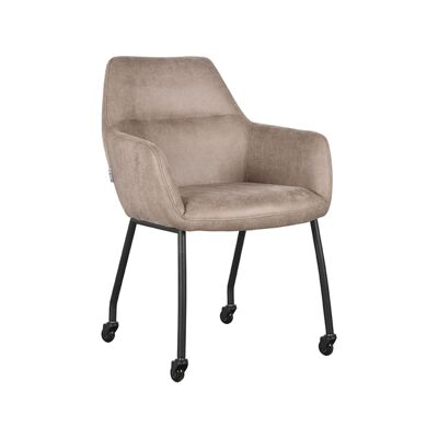 Homestorecity Eetkamerstoel Lenny - Taupe - Microfibra
