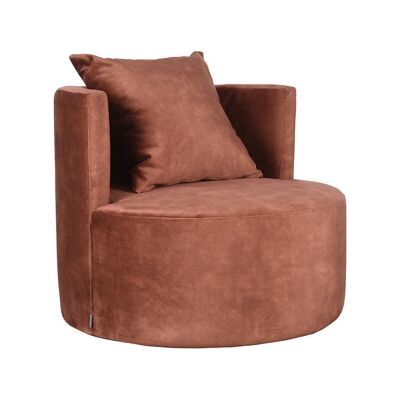 Homestorecity Fauteuil Evy - Rouille - Velours - 90 cm