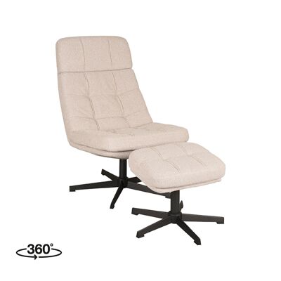 Homestorecity Fauteuil Alvar - Naturel - Boucle - Incl.Hocker
