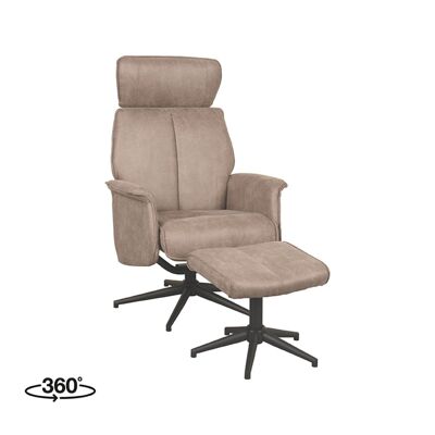 Homestorecity Fauteuil Verdal - Taupe - Micro Suède - Incl.Hocker