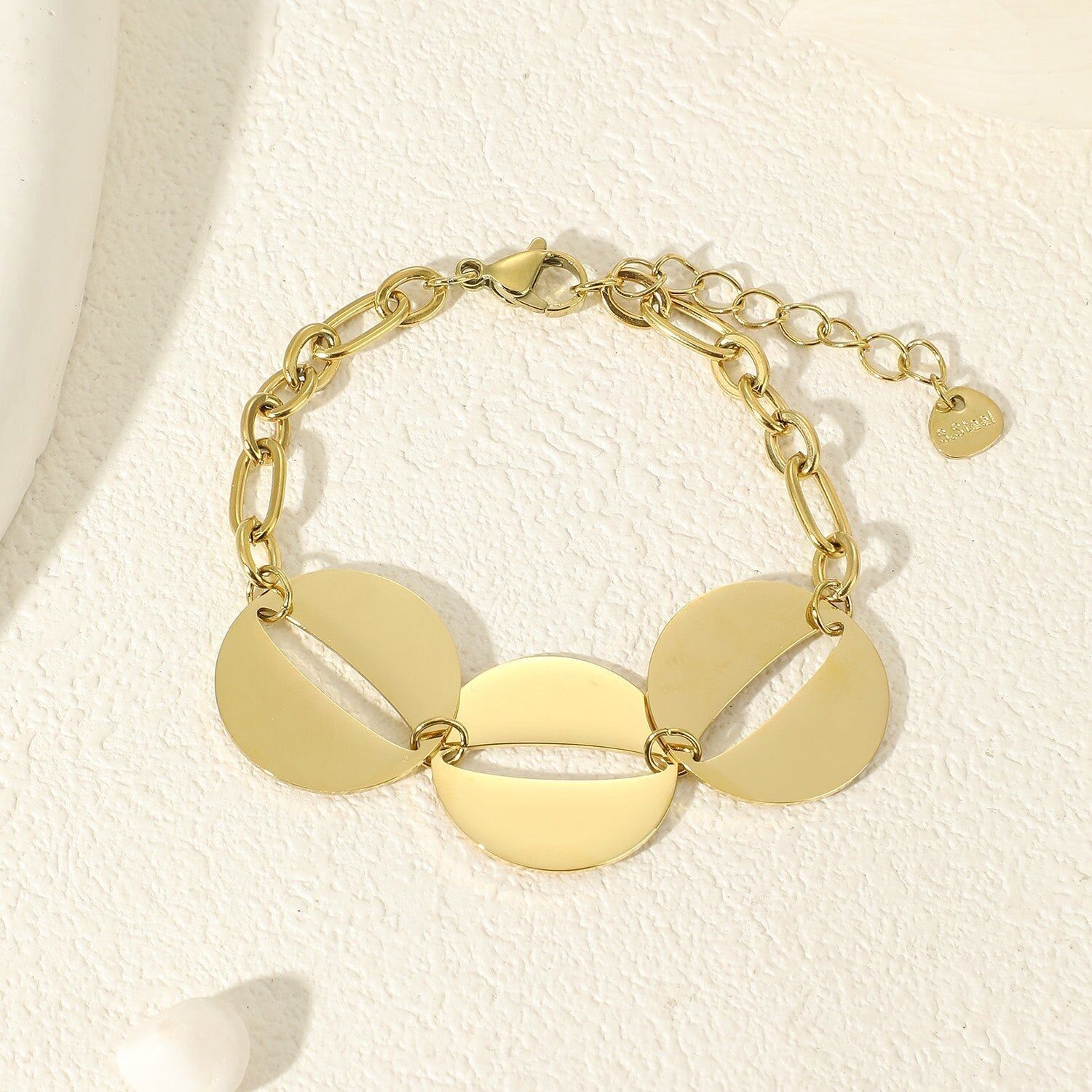 Bracciale a catena in oro a maglie tonde triple