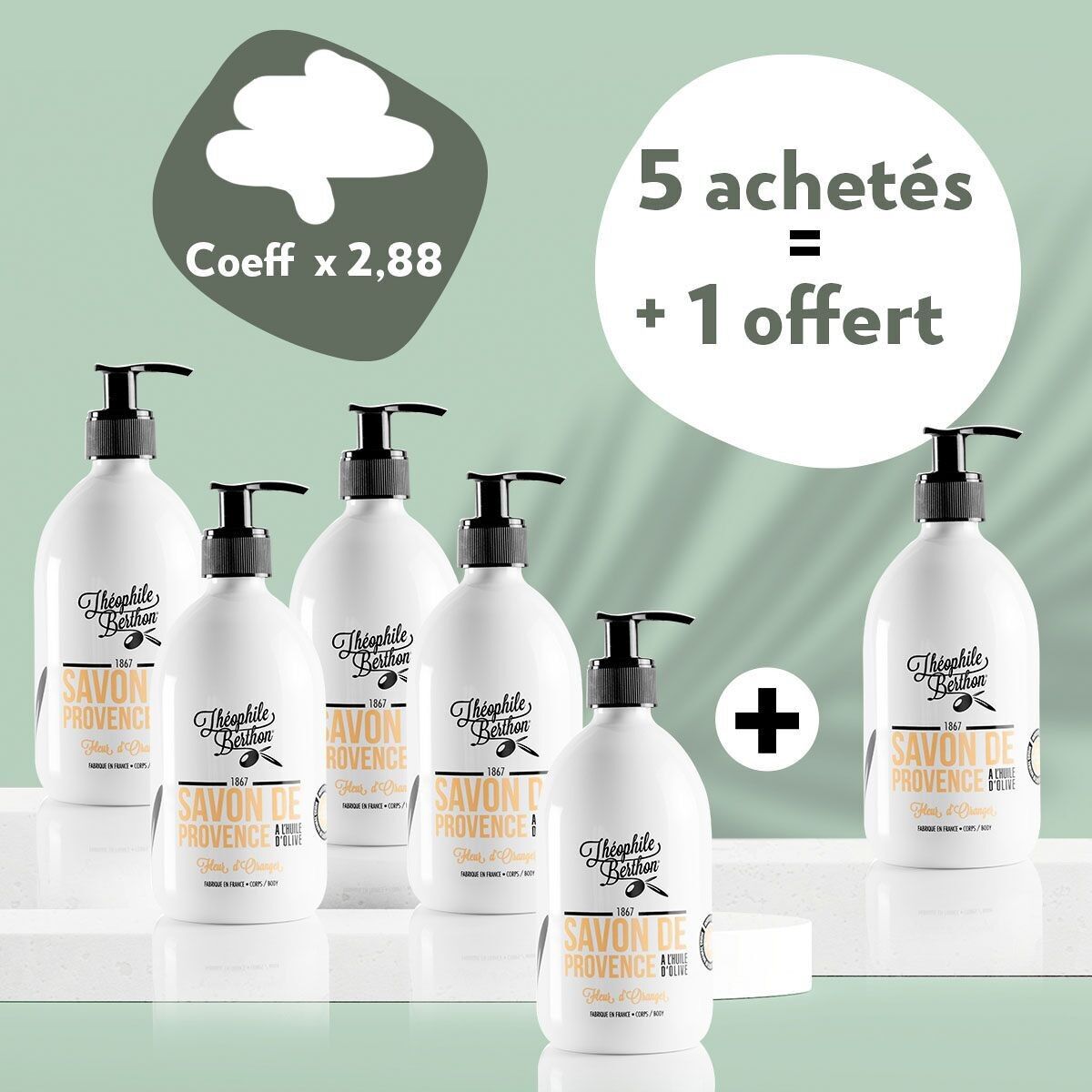 Promozione 5+1 gratis = 6 saponi provenzali supergrassi all'olio d'oliva. Fragranza ai fiori d'arancio. 500 ml