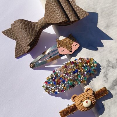 BROWNIE FOX - Set of 4 hair clips