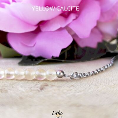 Collana con barra in acciaio inossidabile di grado A di calcite gialla, regalo di nozze con collana di vibrazioni in pietra naturale di gioielli energetici minimalisti