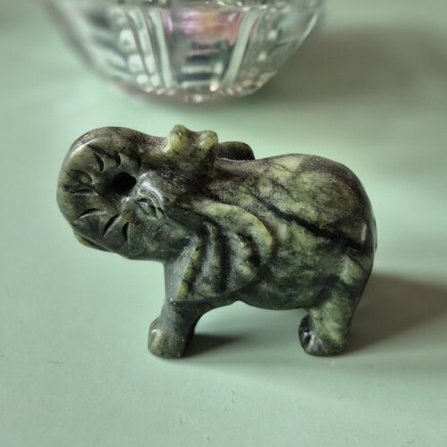 Nephrite Jade Elephant Crystal Carving – 5x7cm