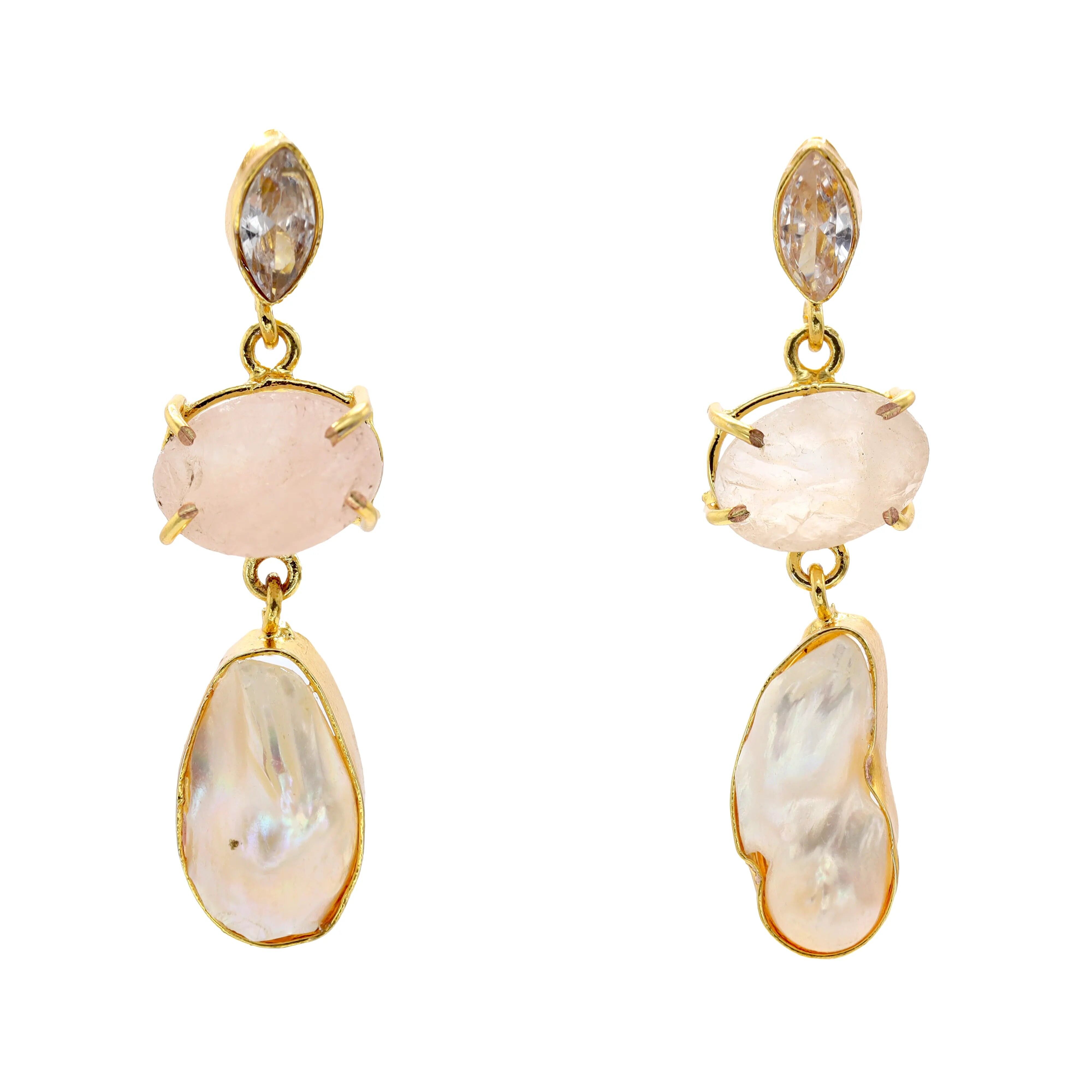 Orecchini Nula rosa e perle