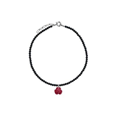 Collier Pensée en céramique et pierre naturelle d'onyx - AUTOMNE