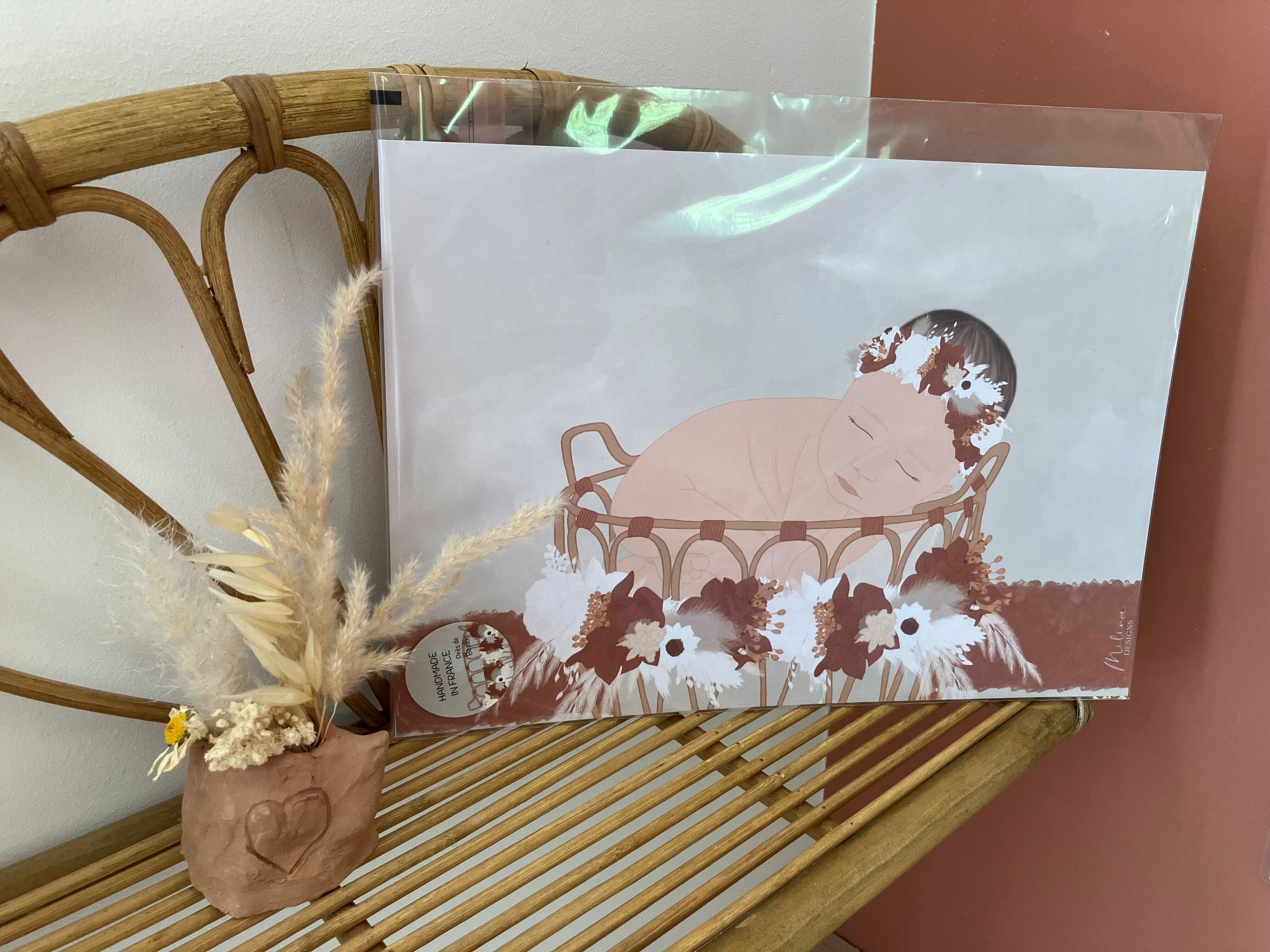 Poster illustrativo di James per neonato/bambino, in formato A4 e A3, prodotto in Francia