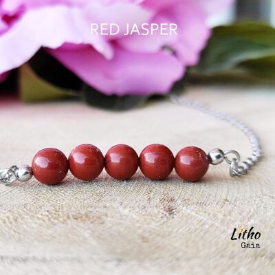 Collana con barra minimalista di diaspro rosso di grado A, girocollo di gioielli con perline alchemiche in pietra naturale, regalo di nozze in argento